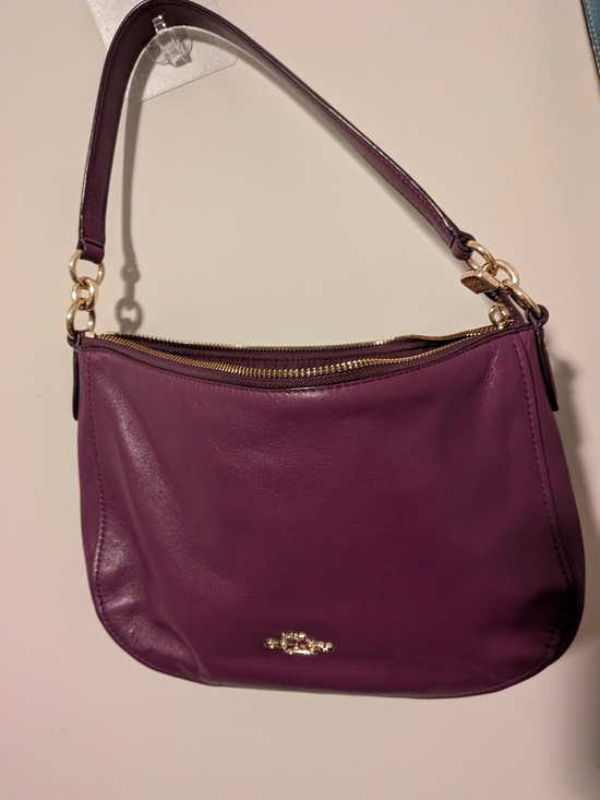 Coach Handbags - Coach Chelsea Plum Leather Shoulder Bag with Gold Hardware